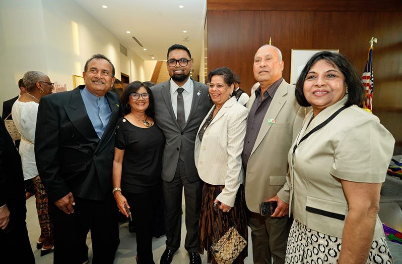 President, Dr Irfaan Ali and members of the diaspora during a meeting in Los Angeles, California (Office of the President photo)
