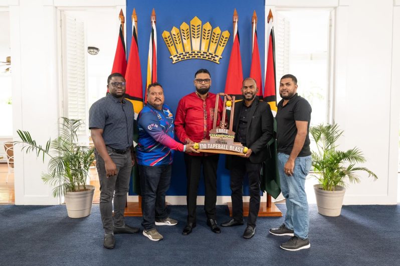 Organisers of the tournament flank President Dr. Irfaan Ali after a recent meeting at State House
