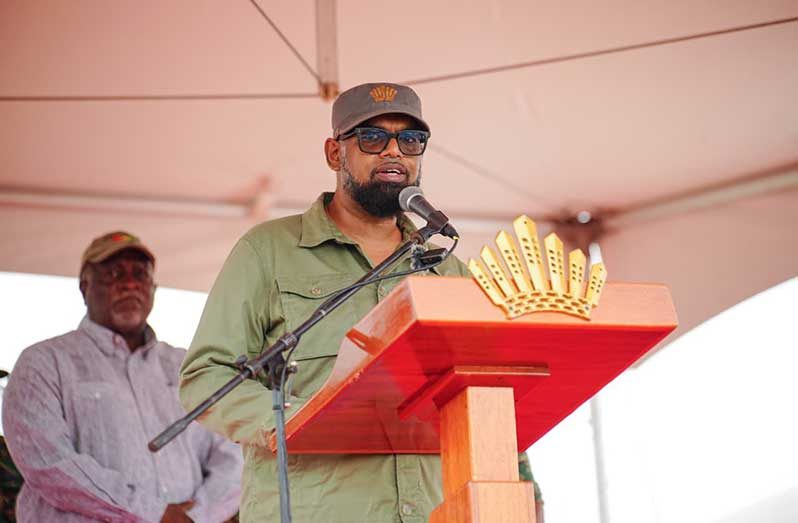 President, Dr Irfaan Ali speaks at the Joint Services Route March as Guyana prepares to mark 60 years of independence