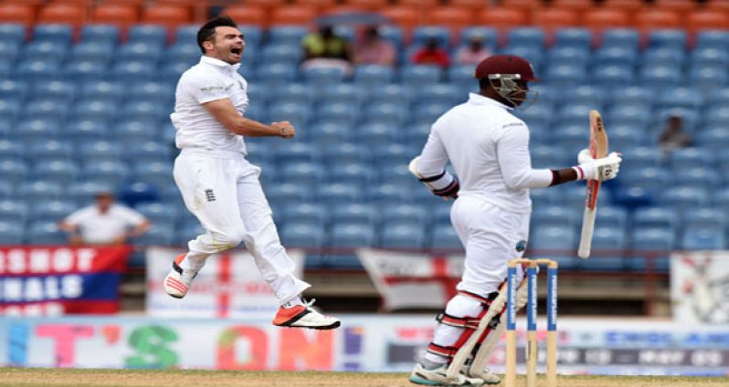 James Anderson took three wickets, two catches and effected a run-out as England rattled through West Indies on the final day. (AFP photo)