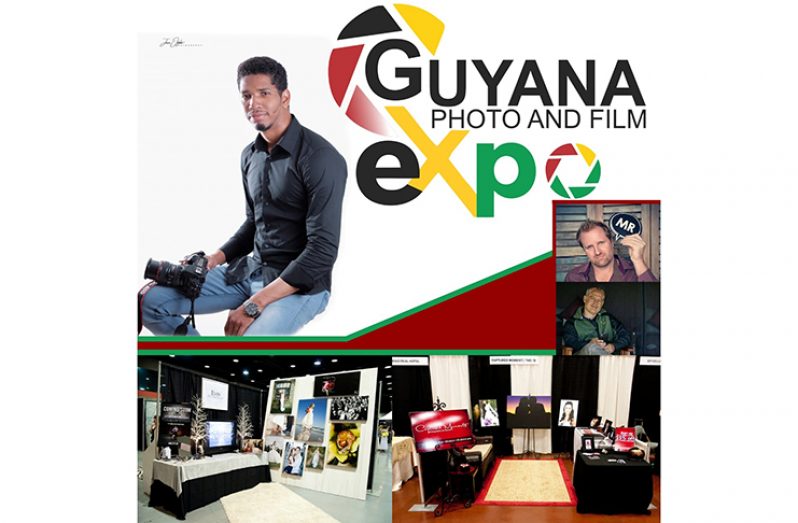 27-year-old Jason October (left) and international partners for Guyana Photo and Film Expo Matt Raven (right top) and Gregory Pai.