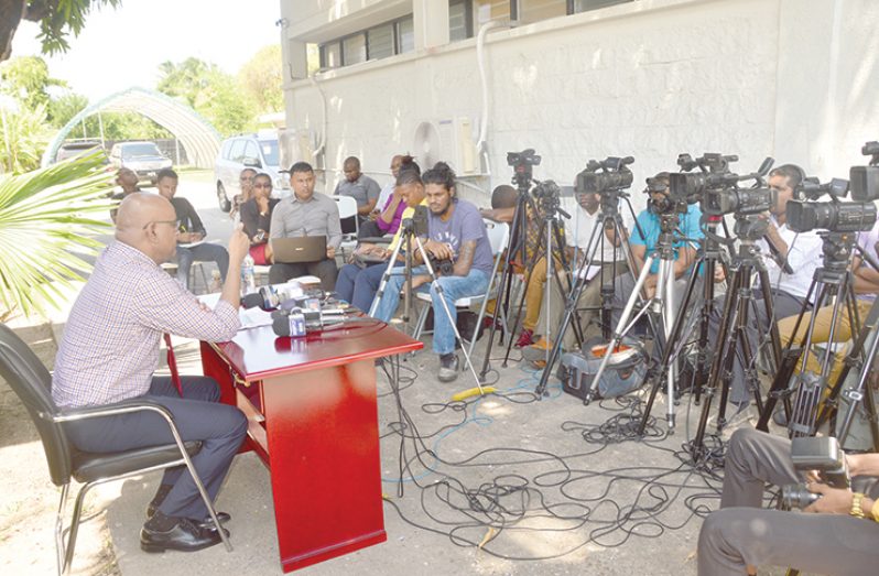 Opposition Leader, Bharrat Jagdeo as he addressed members of the media on Thursday October 4, 2018 (Adrian Narine photo)