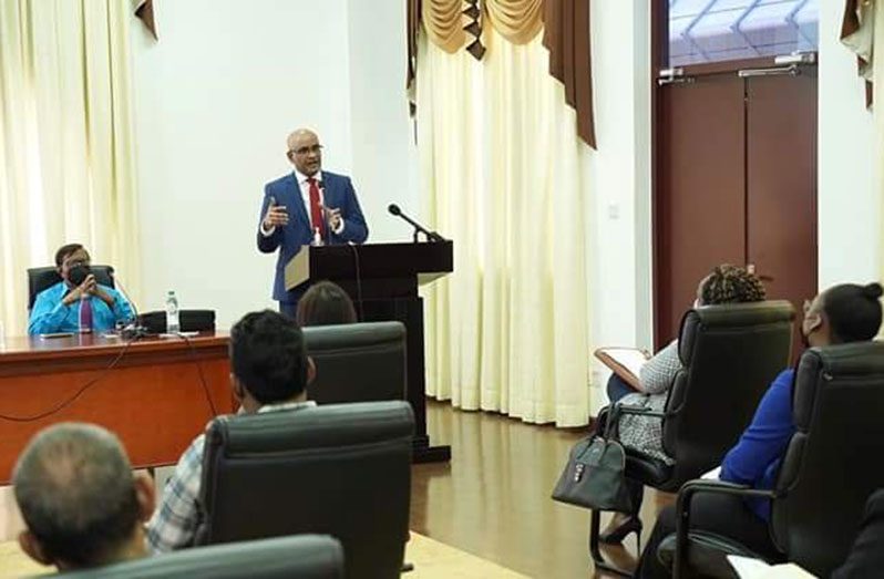 Vice-President, Dr Bharrat Jagdeo, speaking at the forum on Monday