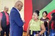 Vice-President Dr. Bharrat Jagdeo speaking to a youth at the meeting 