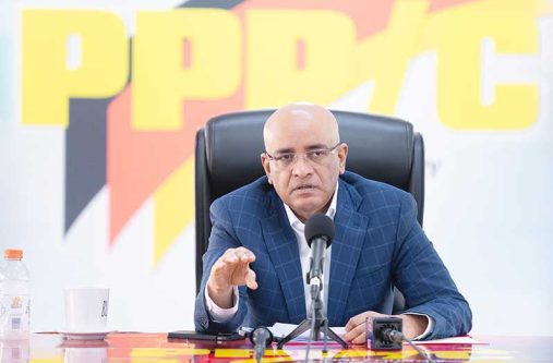 General Secretary of the People’s Progressive Party, Dr. Bharrat Jagdeo, at his most recent press conference (Delano Williams Photo)