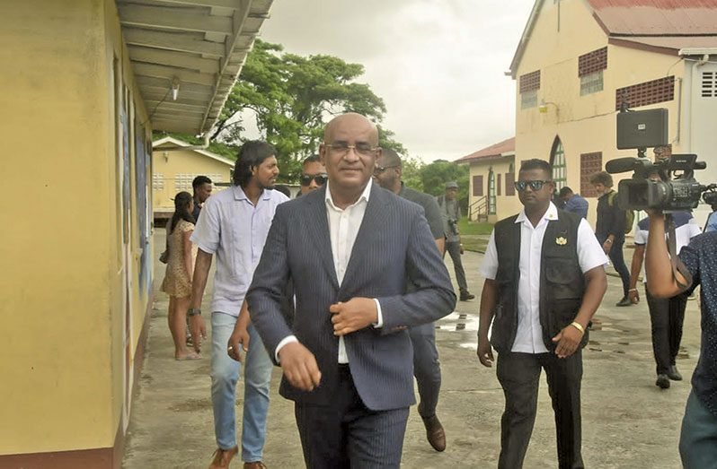 jagdeo 
Caption: PPP General Secretary Bharrat Jagdeo leaving St. Paul’s Primary School after casting his ballot (Adrian Narine photo)