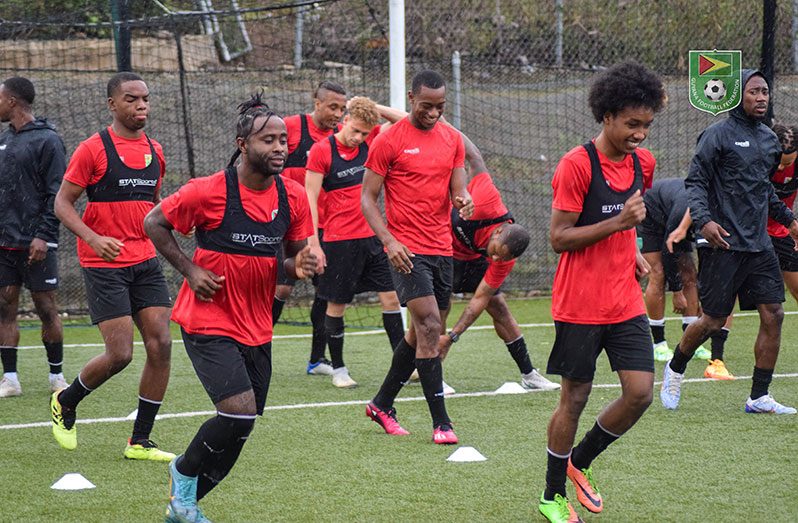 Members of the Golden Jaguars going through their paces at the Jamaica Football Federation Technical Centre (Photo: Guyana Football Federation)