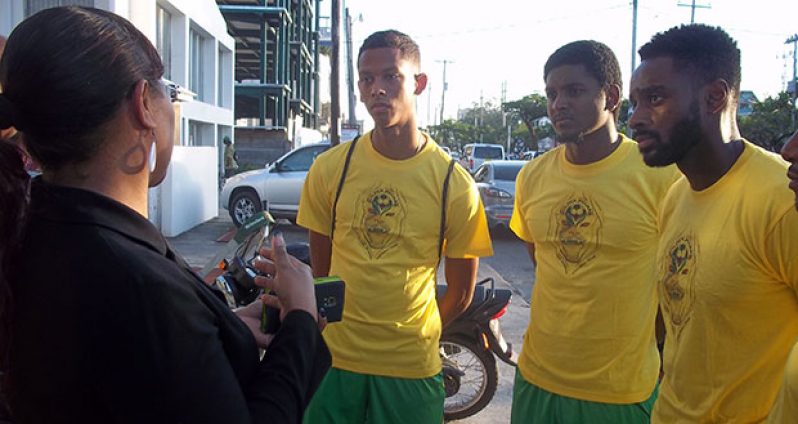 From L to R : Golden Jaguars players Brandon Beresford, Anani Mohammed and Wayne Crevealle.
