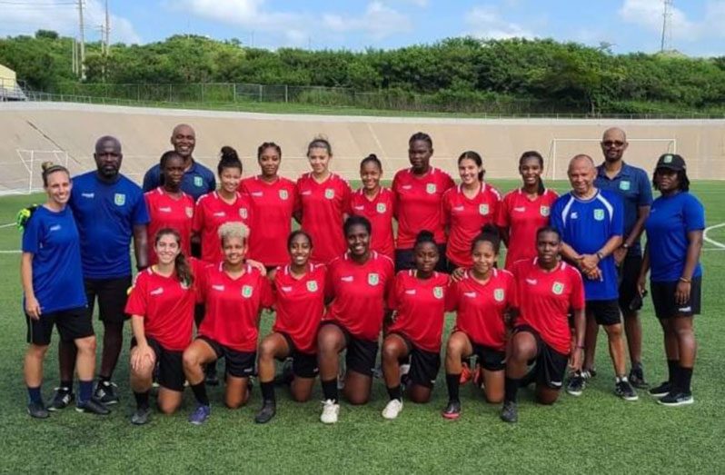 Guyana's Senior Women's National players and coaching staff