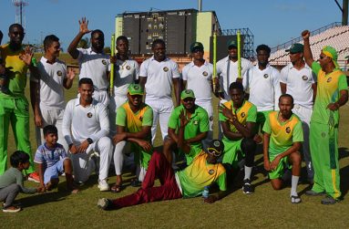 Guyana Jaguars and supporters after the game.