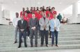 Players and management of the Golden Jaguars pose for a photo opportunity alongside Assistant Director of Sport Franklin Wilson, Director of Sport Steve Ninvalle, Minister of Culture, Youth and Sport, Charles Ramson Jr., Prime Minister Brigadier (Ret’d) Mark Phillips, and Chairman of the National Sports Commission Kashif Muhammad at the Arthur Chung Conference Centre on Friday 