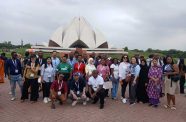 Mr. Jainarine Deonauth, Communications Director at the University of Guyana (first left, in kneeling position) with other participants of the course at the Lotus Temple in New Delhi
