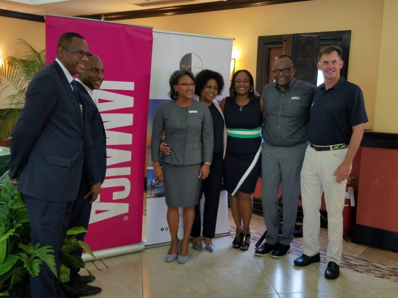 Executives of the Jamaica private sector following a media briefing on Tuesday