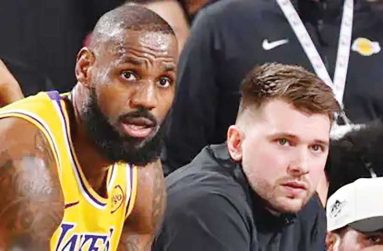 LeBron James (left) and Luka Doncic (right)