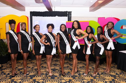 Miss Jamzone 2023 Delegates (from left to right), Delegate one, Tiseena Harry; Delegate two, Shequana Holder; Delegate three, Laquana Johnson; Delegate four, Aliya Wong; Delegate five, Judell Price; Delegate six, Trevlind Harry; Delegate seven, Carolann Correia; Delegate eight, Ashanti Corlette, and Delegate nine, Rayshana Gillis (Photo by Delano Williams)