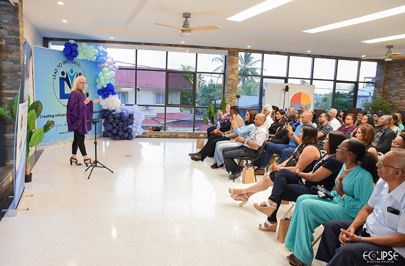 British High Commissioner to Guyana, Her Excellency Jane Caroline Miller, during her address to the gathering at the Lead to Influence training facility at 338 Lusignan, East Coast Demerara