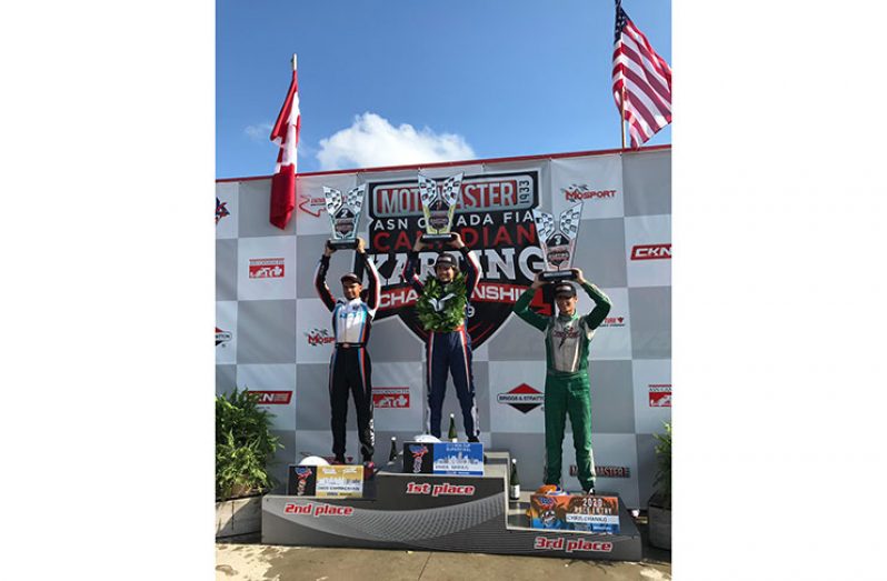 Jared Ramnarayan stands with his second place trophy at the Canadian Nationals (Photos by Cody Shcindel/Canadian Karting news)