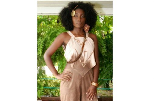 Jinelle Thomas in a Donna Ramsammy creation
