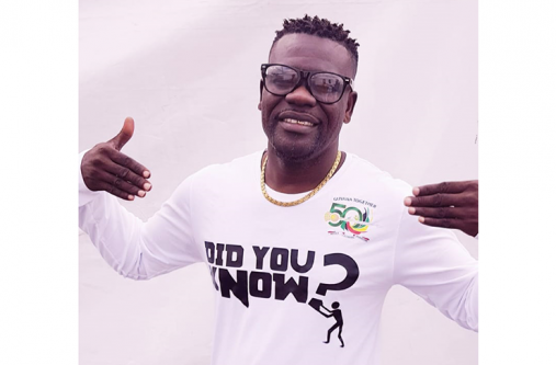Joel wearing the title of his song for this year’s calypso competition