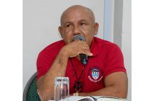 John Derrick John, Chairman of the National Toshaos Council, speaks at a forum ahead of COP30 (Japheth Savpry photo)