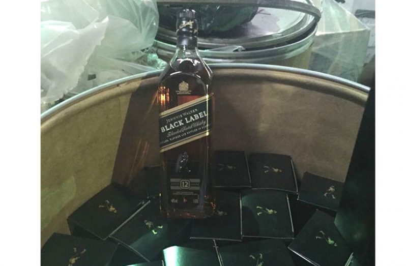 The smuggled Johnnie Walker whisky which the GRA officers discovered on Wednesday.