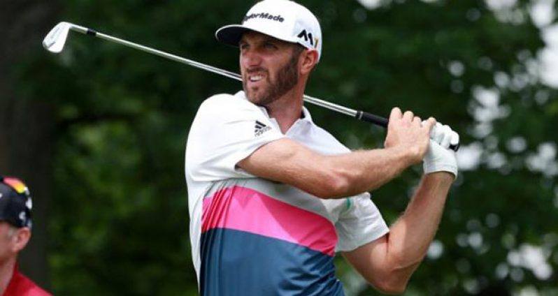 Dustin Johnson tees off on the 14th hole during the first round of The Memorial Tournament at Muirfield Village Golf Club. (Brian Spurlock-USA TODAY Sports)