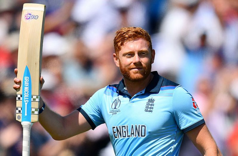 England's Jonny Bairstow gestures to the fans as he walks off after losing his wicket. (Action Images via Reuters/Lee Smith)