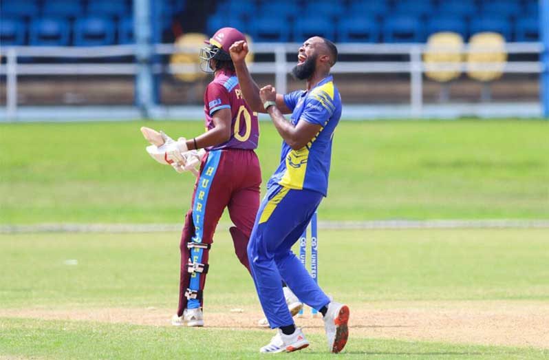 Akeem Jordan bagged five wickets for the Barbados Pride against the Leeward Islands Hurricanes (Photo: CWI Media)
