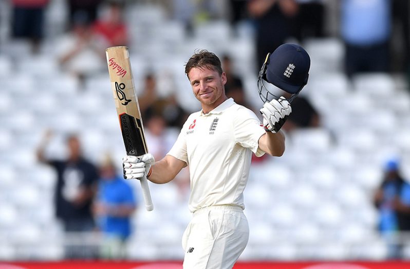 Jos Buttler brought up his first Test hundred, getting to the mark in a blaze of boundaries (©Getty Images)