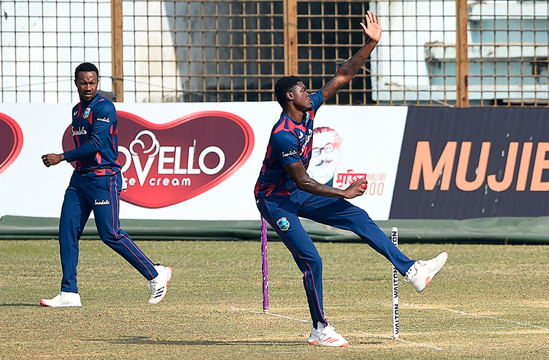 Alzarri Joseph bowls during practice, Bangladesh vs West Indies, Chattogram, February 2, 2021.