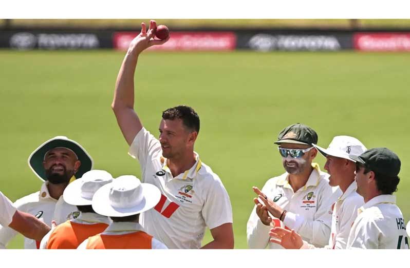 Josh Hazlewood became the ninth Australian man to 300 Test wickets  • ( AFP/Getty Images)