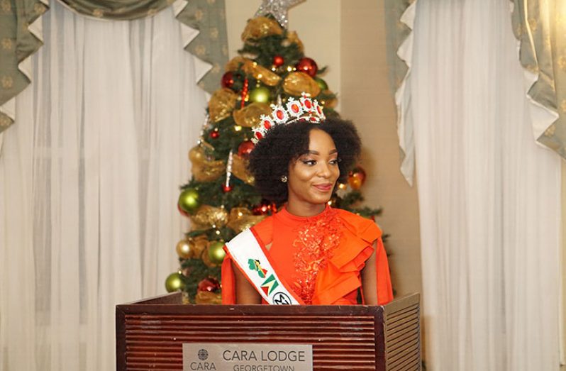 Miss World Guyana 2019 Joylyn Conway at her welcome home event at Cara Lodge 