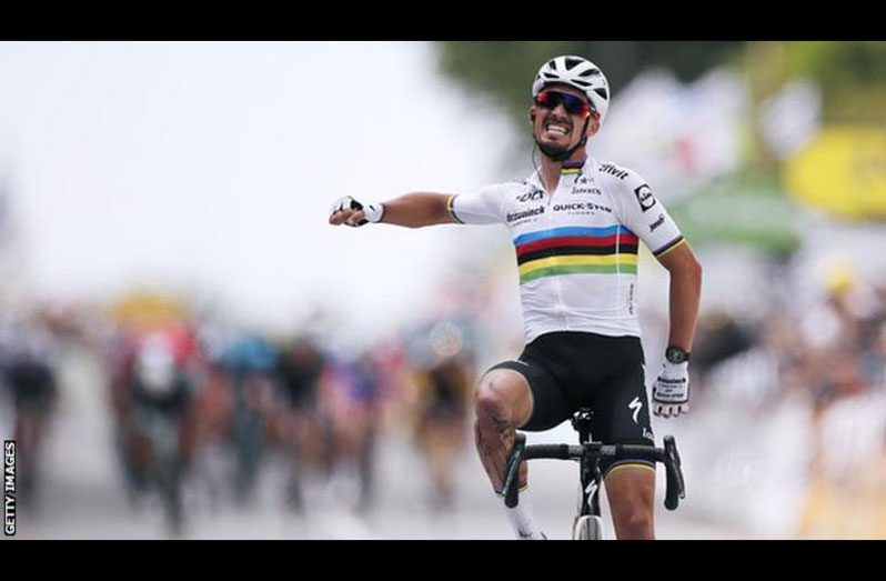 Julian Alaphilippe is the first French rider to win the opening stage of the Tour de France since 2001.