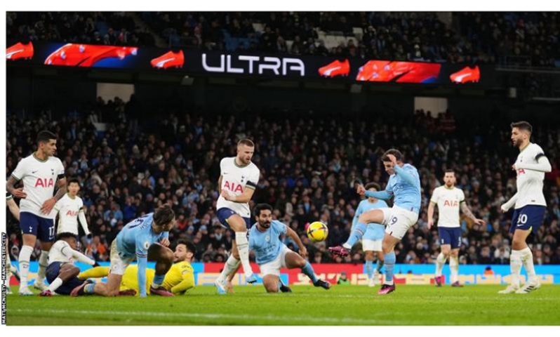 Julian Alvarez scored his first Premier League goal since winning the World Cup with Argentina.