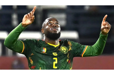 Stoke City's Junior Tchamadeu scored his first goal for Cameroon in the win over South Africa