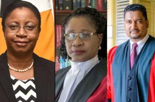 Justice Justices Roxane George,  Yonette Cummings-Edwards and Navindra Singh