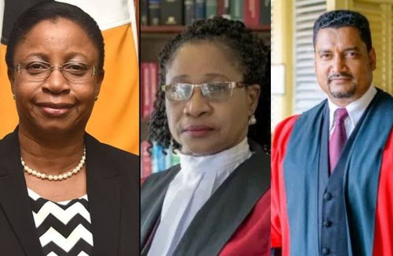 Justice Justices Roxane George,  Yonette Cummings-Edwards and Navindra Singh