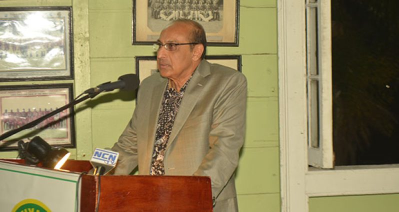 Chronicle Sport’s Cullen Bess-Nelson was on hand to capture head of the Guyana Olympic Association K. Juman-Yassin delivering his key note address at the Guyana Cricket Board awards ceremony last Thursday night.