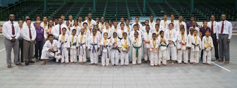 Participants of Shotokan Karate-Do of Guyana 2017 National Karate Tournament following its completion at the Cliff Anderson Sports Hall.