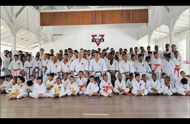 The successful karatekas at the grading which was conducted on Sunday.
