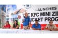 Head Table (from left) Charmaine Farnum (Marketing Assistant KFC), Sadia Strand (Director of Marketing KFC), Jonathon Yearwood (GCC President), Peter Persaud (GCC Head Coach) and Devon Lord (GCC Captain)