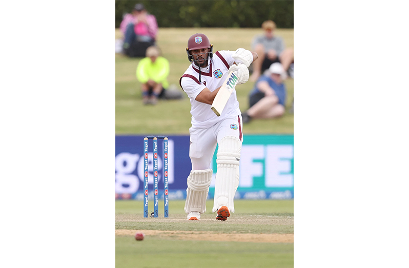 Brandon King drives down the ground•Dec 19, 2025•AFP/Getty Images