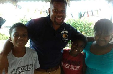 Kunta Waddell and his three children, Jaden (left), Micah (centre) and Ashley.