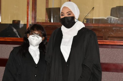 Justice Simone Morris-Ramlall (left) and young Attorney-at-Law Aliyyah Abdul Kadir (Carl Croker photo)