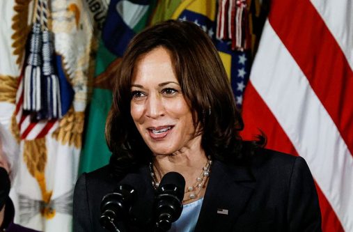U.S. Vice-President Kamala Harris delivers remarks during the unveiling of a new report on childcare and the U.S. economy at the Treasury Department in Washington, U.S., September 15, 2021 (REUTERS/Carlos Barria/File Photo)