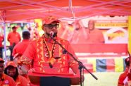 President Dr. Irfaan Ali addressing residents of Kamarang (DPI photo)