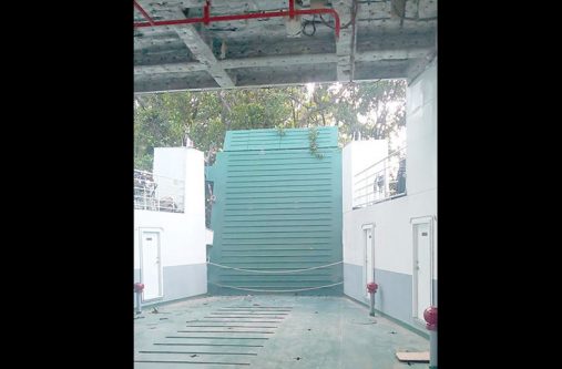 The ferry as it is stuck in mangrove trees after its engines failed (Ann Maria DaSilva photo)