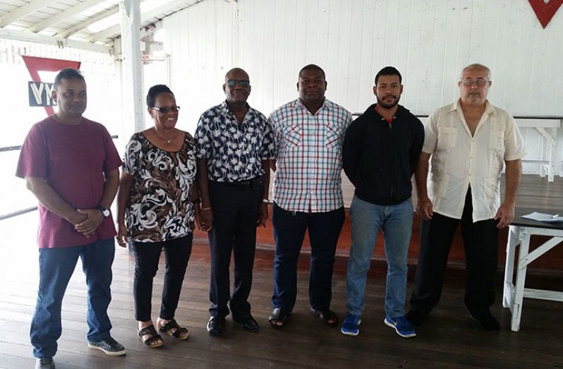 (L-R) The elected members of the GKF: Bhagwandin Persaud, Bernice Irving, Ivor O'Brien (Returning Officer), Keith Beaton, Roger Peroune and Amir Khouri.