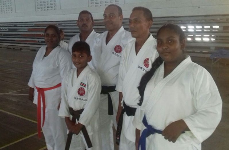 Shihan Wong second from right with some of the Surinamese Karatekas