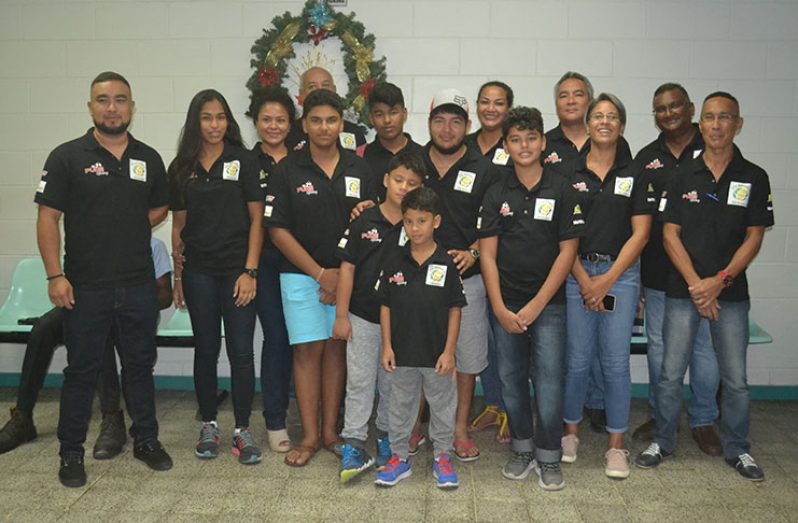 The Guyanese team prior to their departure from the Cheddi Jagan International Airport, Timehri. Their flight was made largely possible through Fly Jamaica’s efforts. (Stephan Sookram photo)